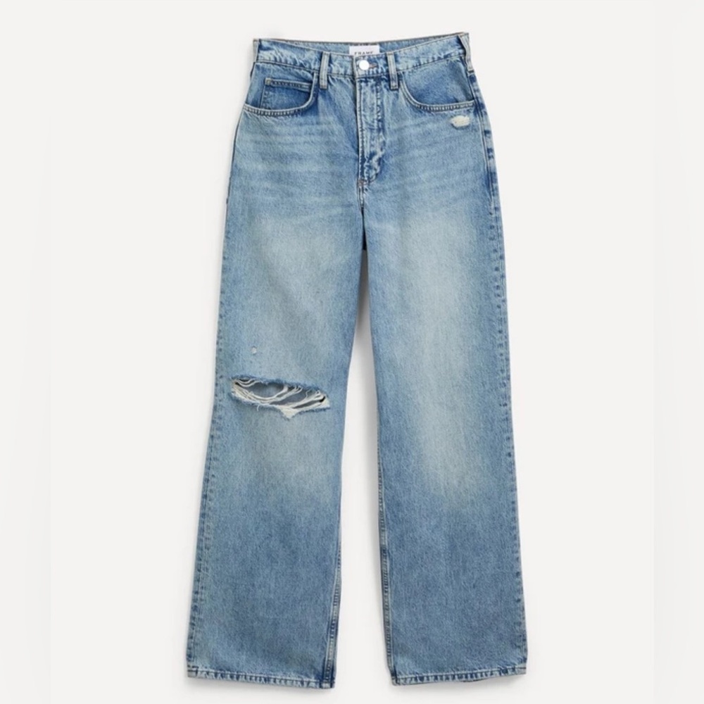 Frame Le High N Tight Wide Leg Bilson Rips Wash Distressed Jean 27 - Picture 2 of 8